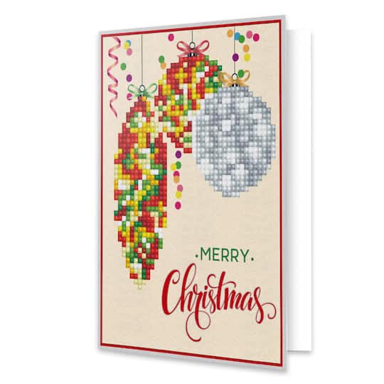 Diamond Dotz&#xAE; Merry Christmas Baubles Trad Diamond Painting Greeting Card Kit